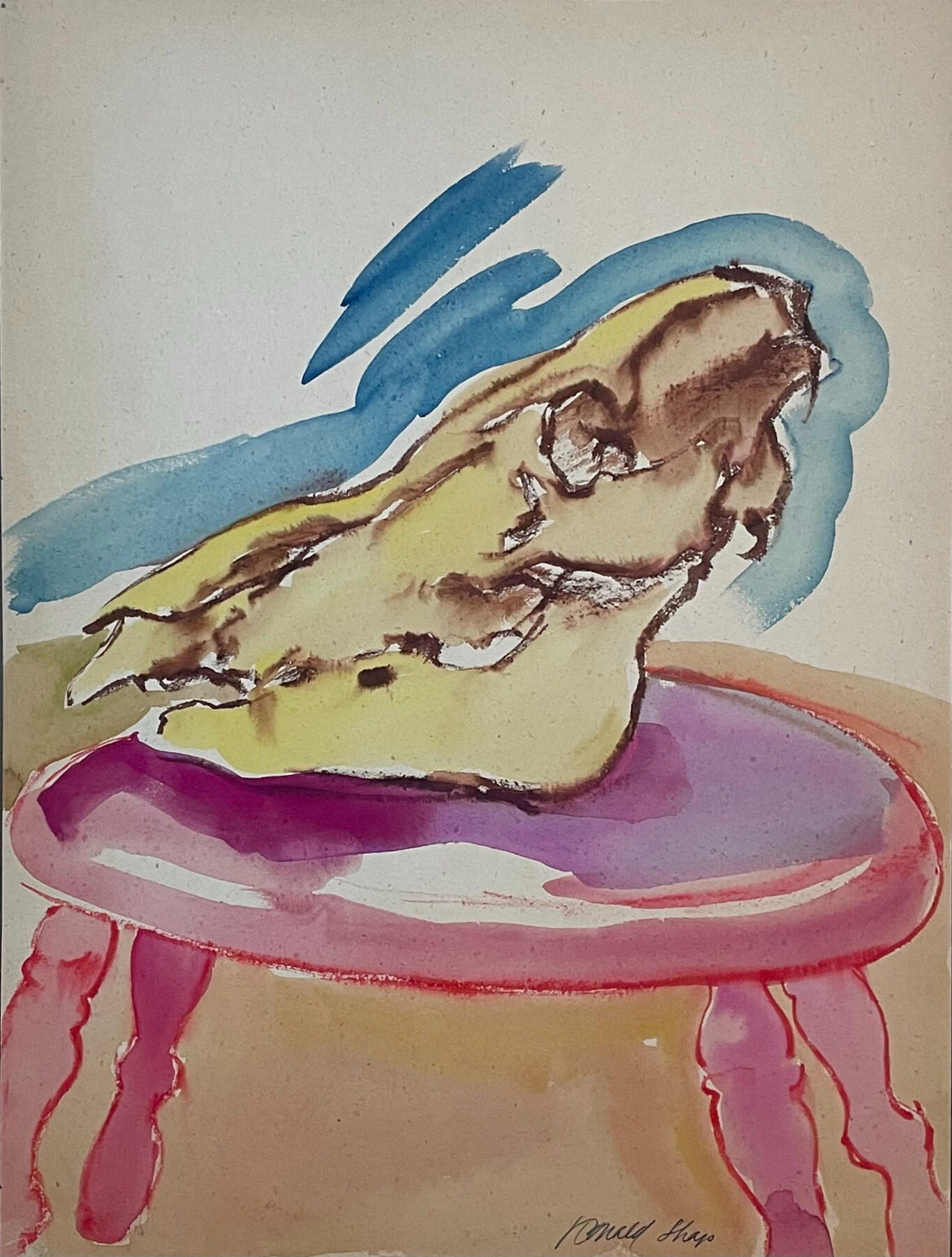 Skull on Stool, 18x24*