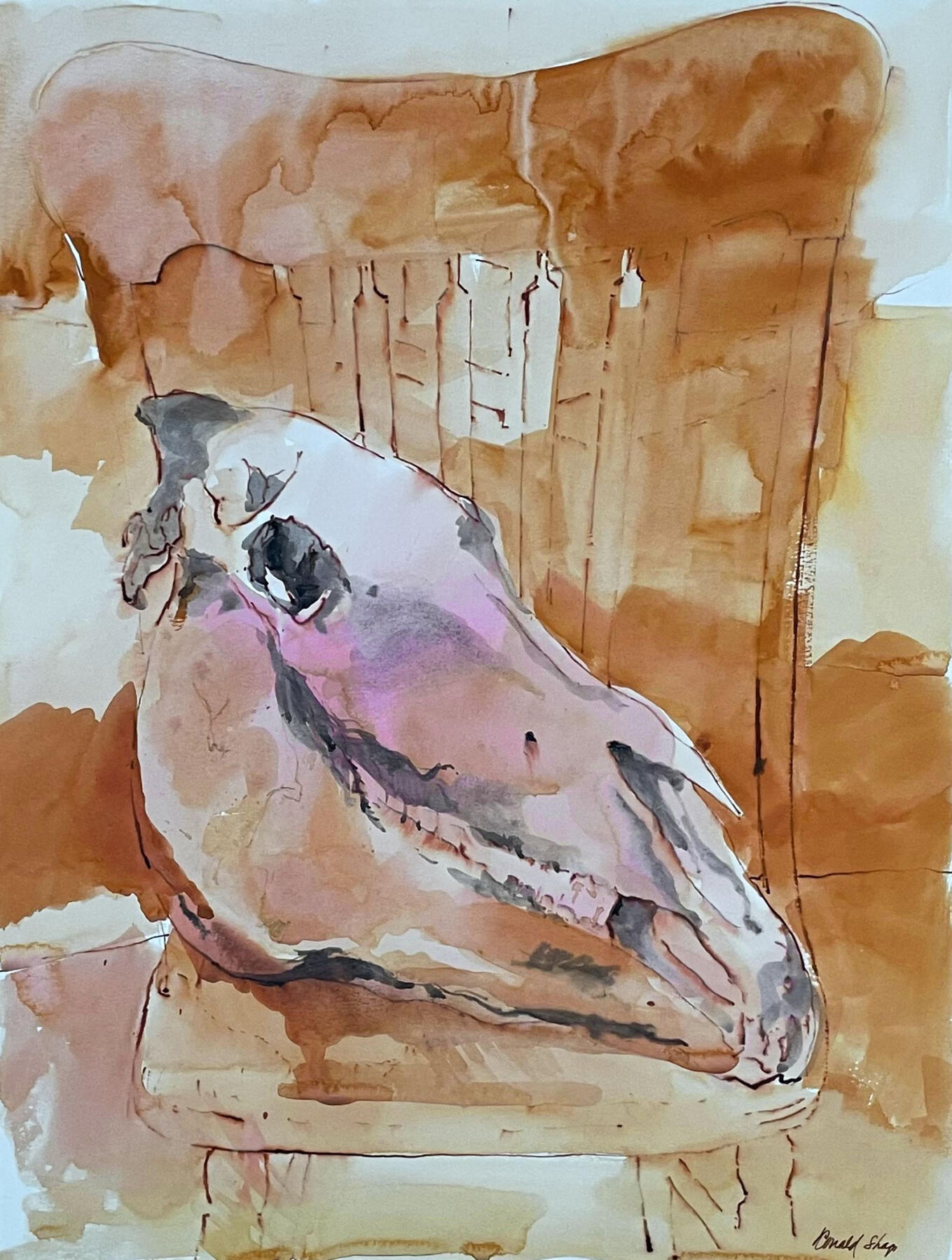 Pink Skull, 18x24"