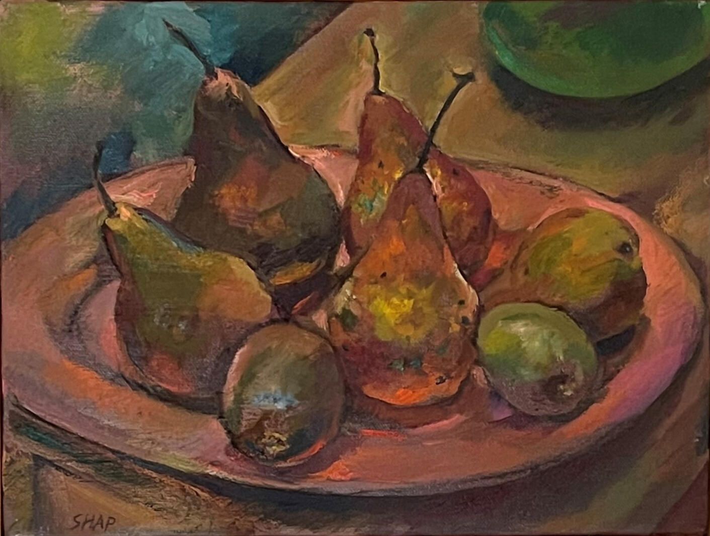 Pears on Pink, 12x9"