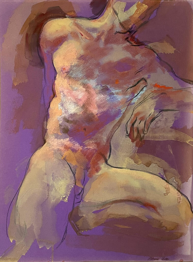 Nude on Purple Background, 18x23.5"